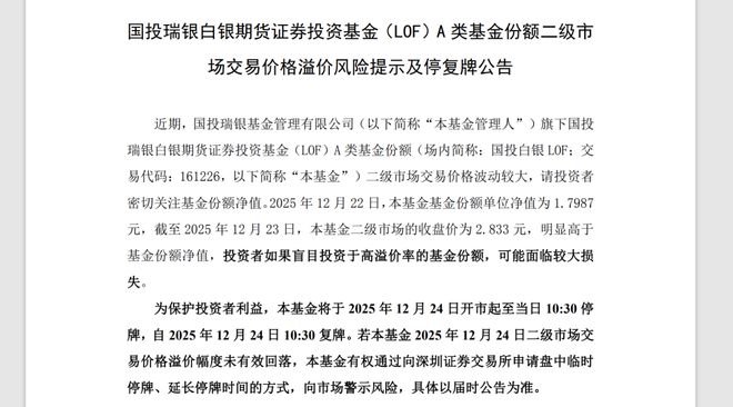 国投白银LOF三连板，连发14条风险公告降温！有人网上晒套利教程(6)