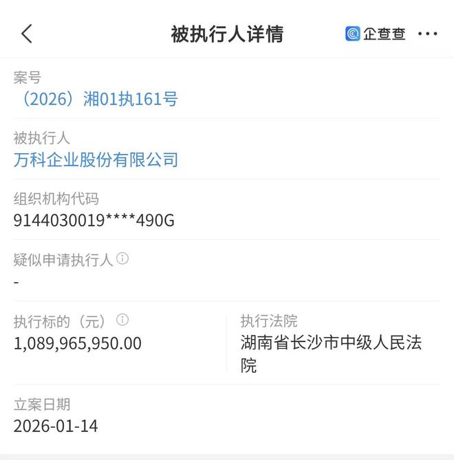 被执行约10.9亿元，万科的2026年不好过了？(1)