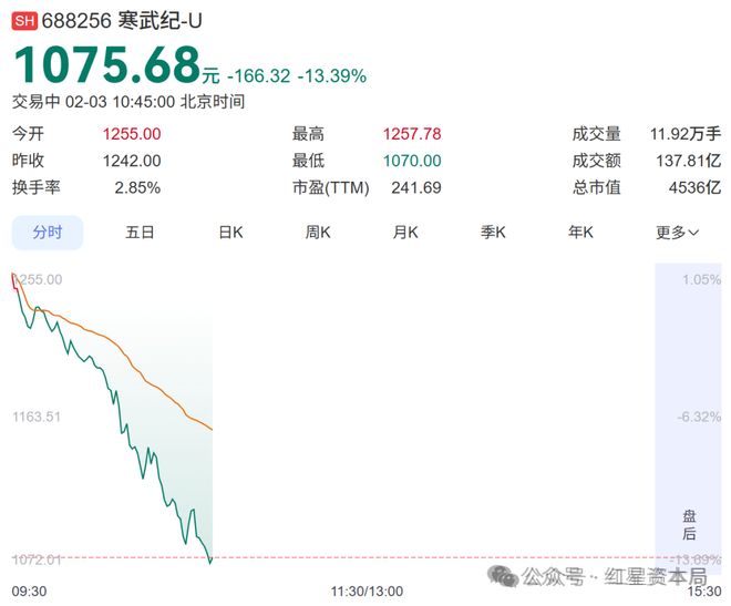 寒武纪大跌超13%，公司回应：不清楚具体原因，很多传闻都是假的(1)