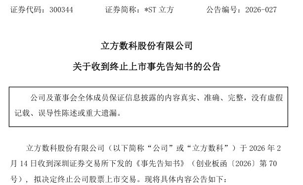 连续三年财务造假，*ST立方拟终止上市，近期股价10个交易日暴涨逾300%(1)
