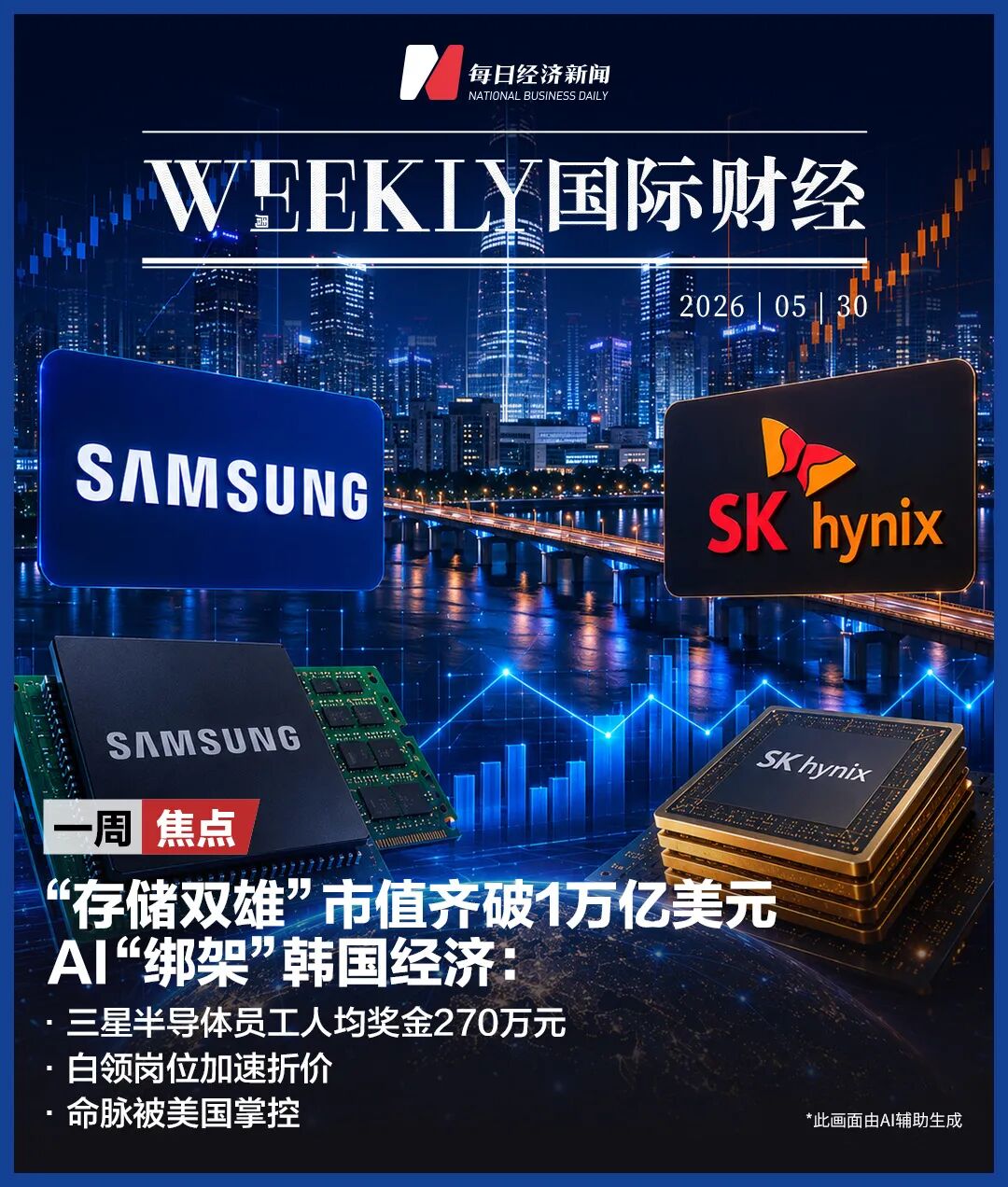 韩国“存储双雄”市值齐破1万亿美元；蓝色起源火箭爆炸带崩太空股；“PC老登”戴尔股价5月翻倍；美股市值前十已无传统公司｜一周国际财经